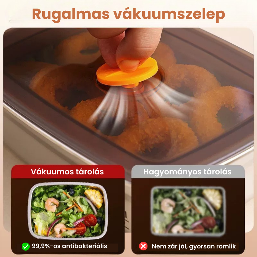 Nagy Antibakteriális Rozsdamentes Acél Légmentesen Záródó - 1500ml (19 x 14 x 8 cm)