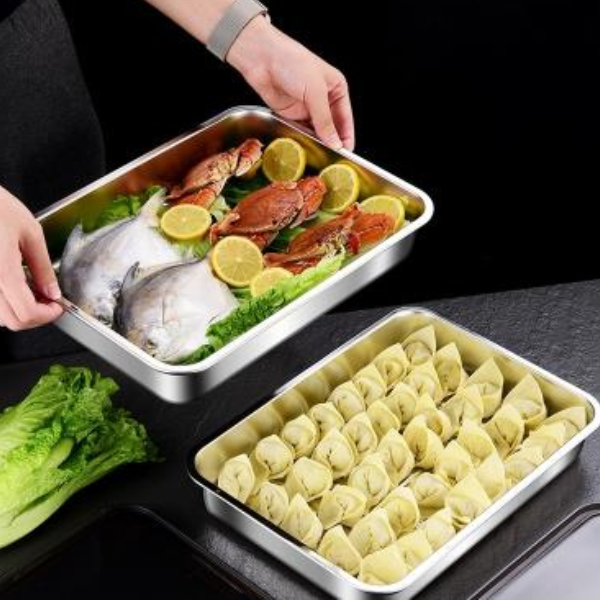 Recipiente para alimentos antibacteriano em aço inoxidável 304 com tampa a vácuo (22,5 x 15 x 6 cm)