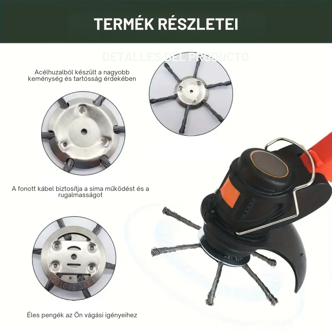 Fűnyírófej 6 rozsdamentes acél pengével
