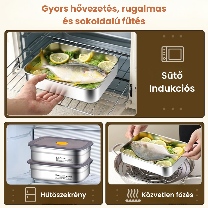 Nagy Antibakteriális Rozsdamentes Acél Légmentesen Záródó - 1500ml (19 x 14 x 8 cm)