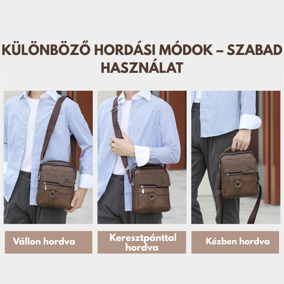 Férfi Vintage Bőr Oldaltáska ✓
