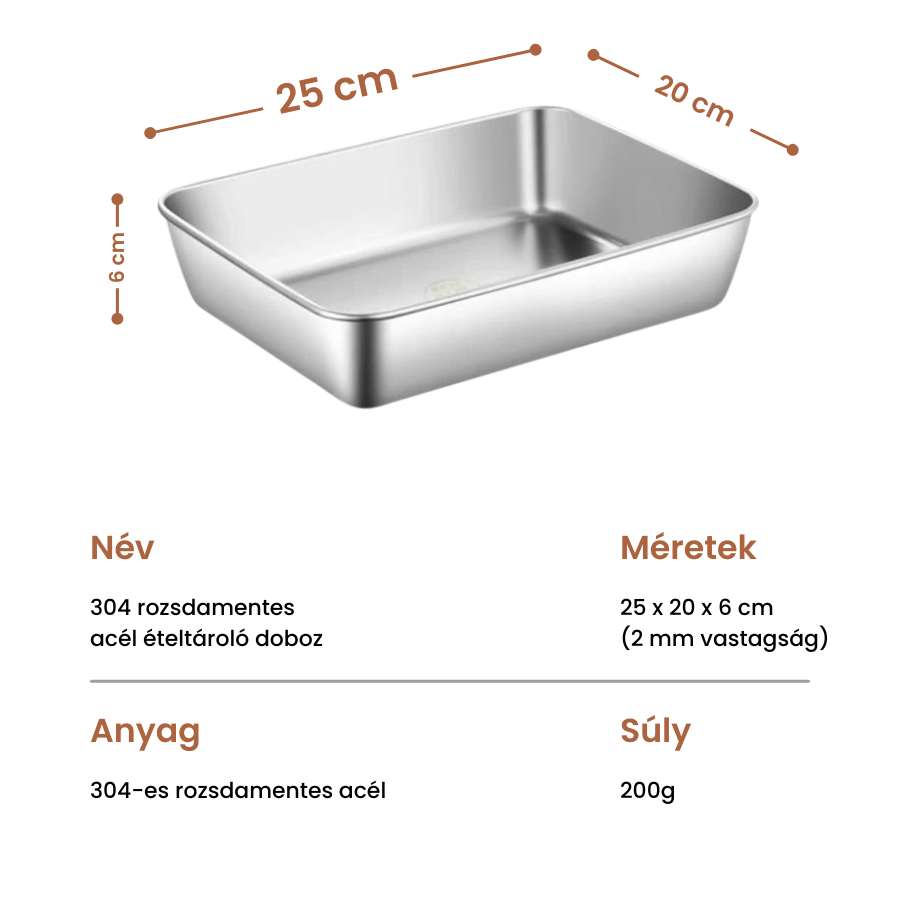 🇭🇺 304-es rozsdamentes acél ételtároló doboz – 2000 ml