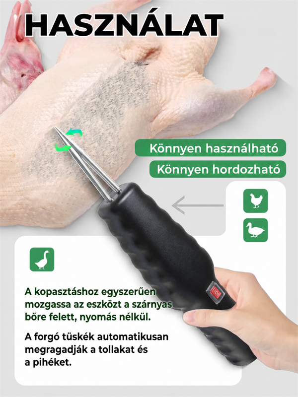 🦃 Elektromos tollkopasztó csirkékhez, kacsákhoz és fürjekhez – egyszerű, gyors és hatékony