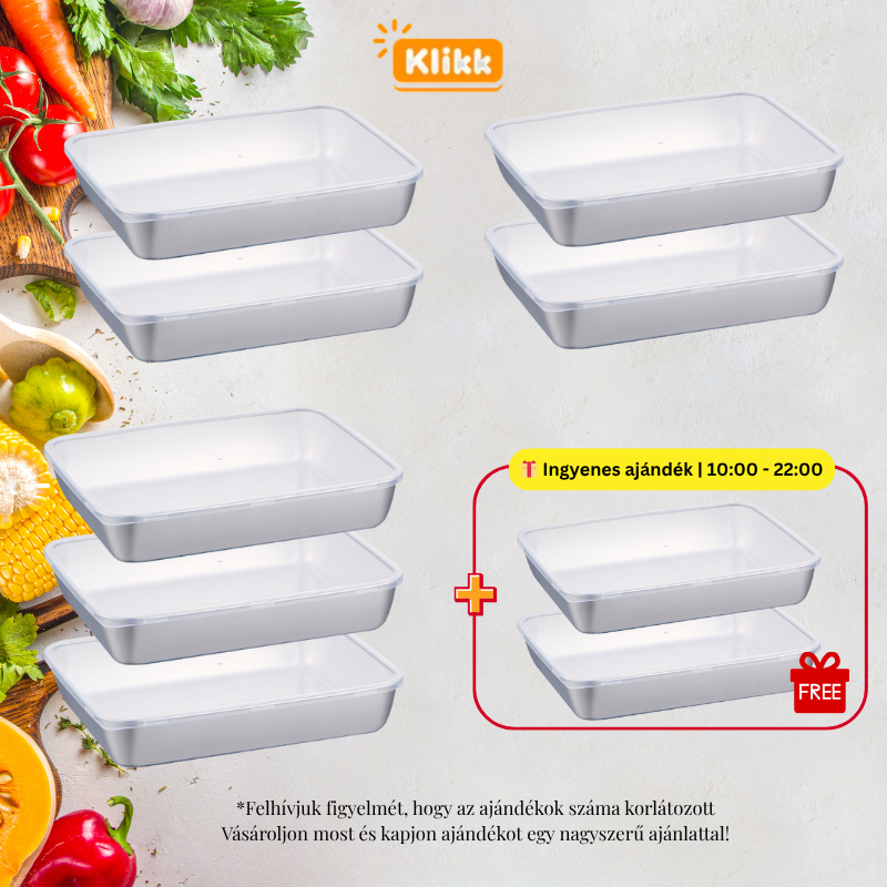 [🎁 Készlet 7+2 ingyenes] Tartós SUS304 rozsdamentes acéltartók – Egészséges, Prémium és Mikrózható (25 x 20 x 5 cm)