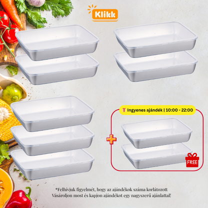 [🎁 Készlet 7+2 ingyenes] Tartós SUS304 rozsdamentes acéltartók – Egészséges, Prémium és Mikrózható (25 x 20 x 5 cm)