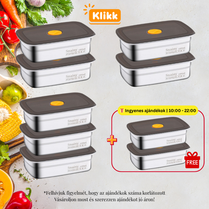 [🎁 Készlet 7+2 ingyenes] Nagy Antibakteriális Rozsdamentes Acél Légmentesen Záródó Élelmiszer-Tartály - 1000ml (19 x 14 x 6 cm)