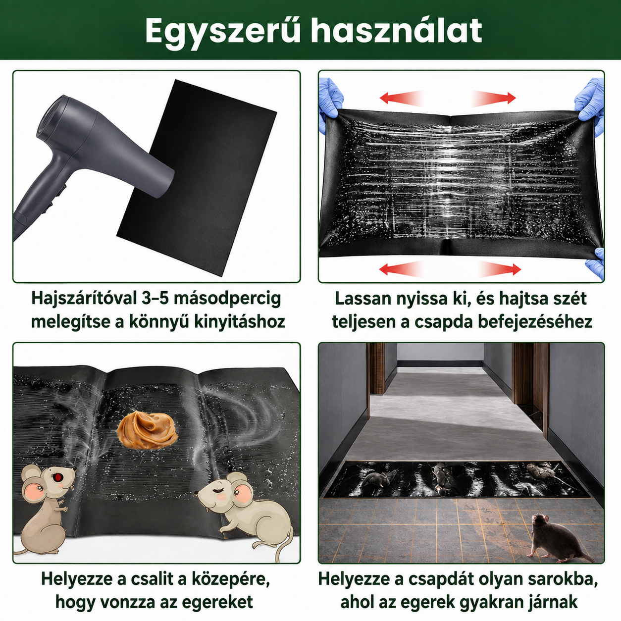 Professzionális ragasztós egércsapdák – extra nagy méret a gyorsabb befogásért
