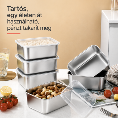Kapj 12-t, Fizess Csak 6-ért | 316 Rozsdamentes Acél Tartálykészlet Fedéllel (13,5 × 10,5 × 6 Cm)