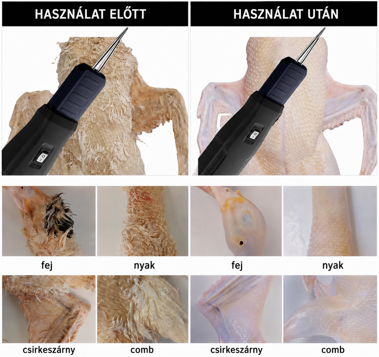 🦃 Elektromos tollkopasztó csirkékhez, kacsákhoz és fürjekhez – egyszerű, gyors és hatékony