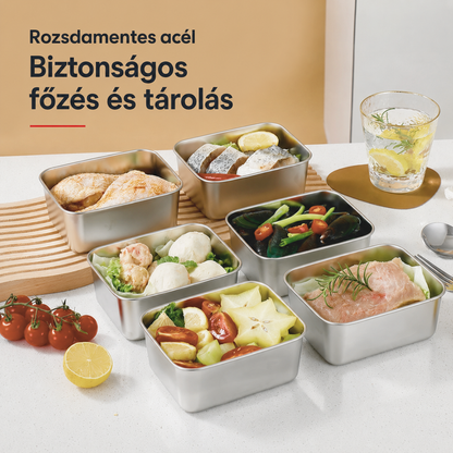 Kapj 12-t, Fizess Csak 6-ért | 316 Rozsdamentes Acél Tartálykészlet Fedéllel (13,5 × 10,5 × 6 Cm)