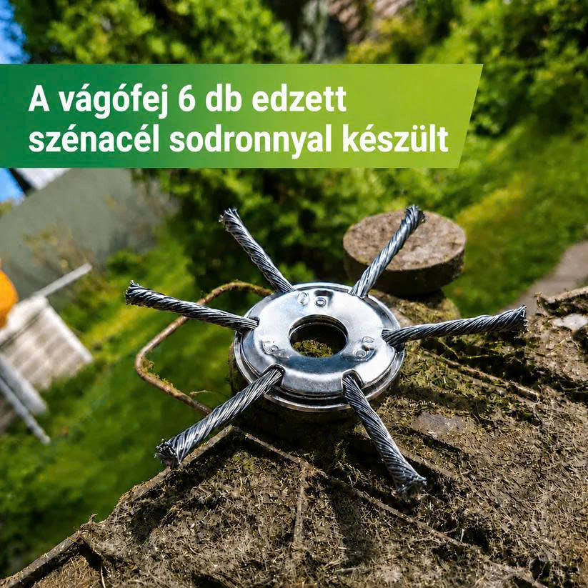 ⚙️ 6 fonott acélpengés fűnyíró fej — örökre búcsú a zsinórtól