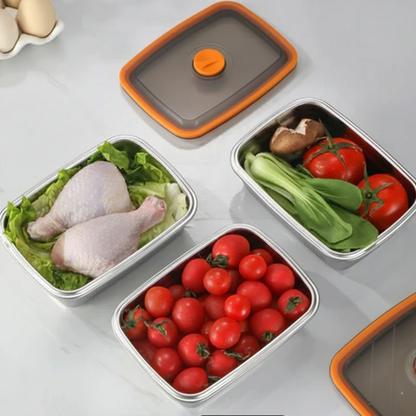 Nagy Antibakteriális Rozsdamentes Acél Légmentesen Záródó Élelmiszer-Tartály - 1500ml (19 x 14 x 8 cm)