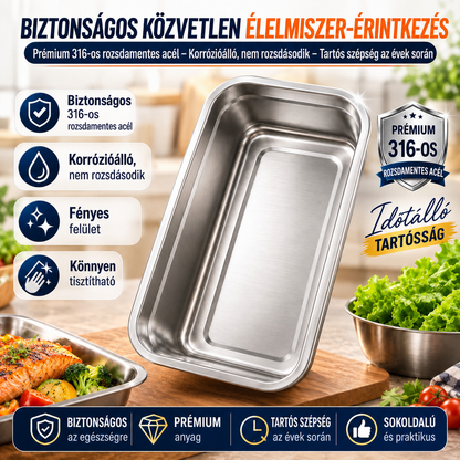 70% KEDVEZMÉNY | Nagy Antibakteriális Rozsdamentes Acél Légmentesen Záródó Élelmiszer-Tartály - 1500ml (19 x 14 x 8 cm)