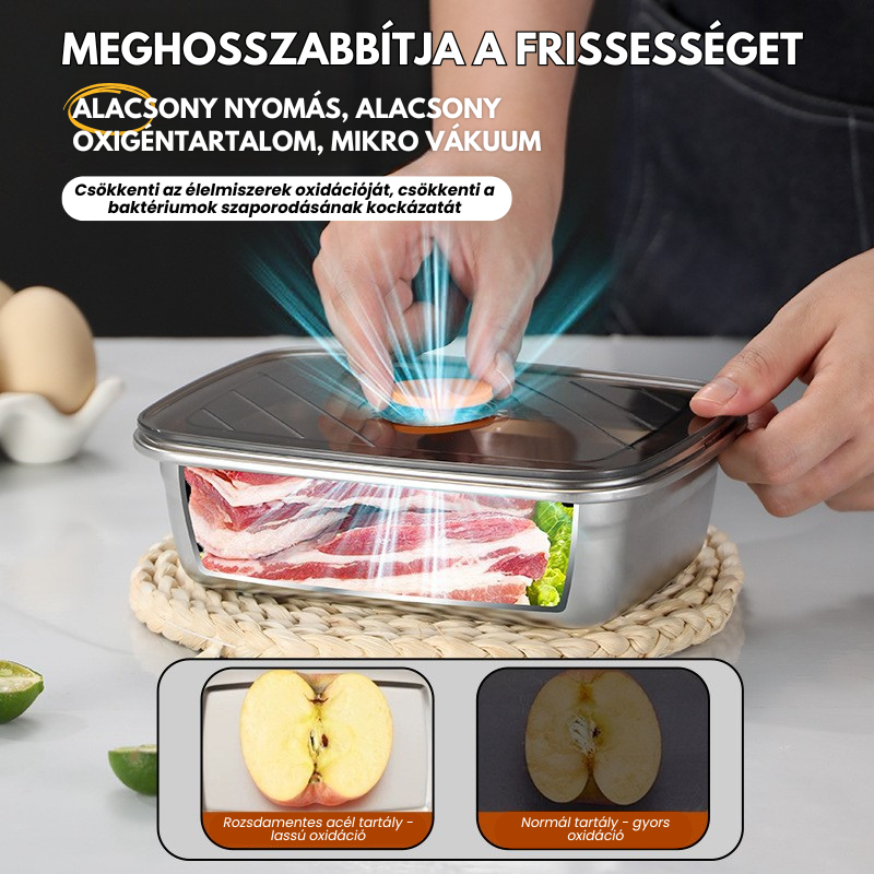 [🎁 Készlet 7+2 ingyenes] Nagy Antibakteriális Rozsdamentes Acél Légmentesen Záródó Élelmiszer-Tartály - 1000ml (19 x 14 x 6 cm)