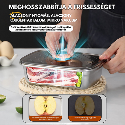 [🎁 Készlet 7+2 ingyenes] Nagy Antibakteriális Rozsdamentes Acél Légmentesen Záródó Élelmiszer-Tartály - 1000ml (19 x 14 x 6 cm)