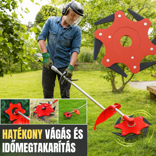 6 Fogú Acél Fűnyíró Penge (Tartozékokkal Együtt)