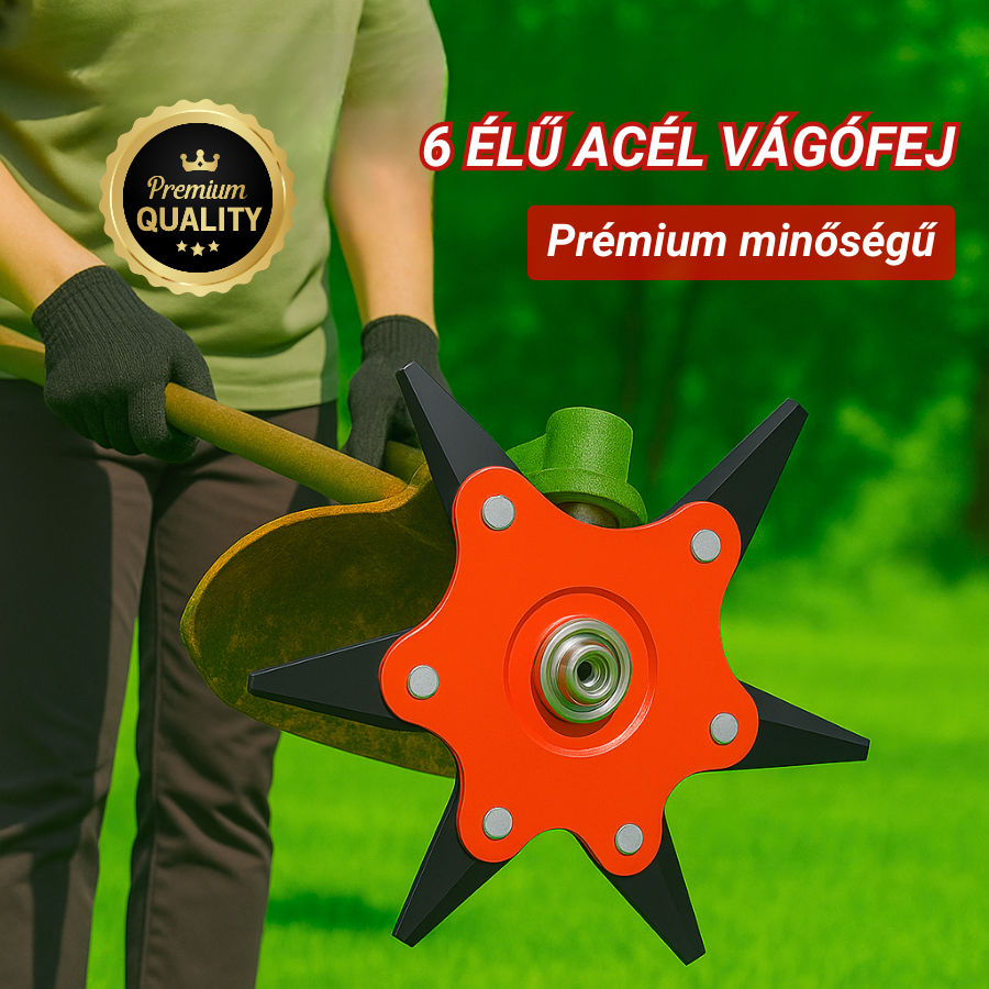 6 fogú acél fűvágó penge (Tartozékokkal együtt)