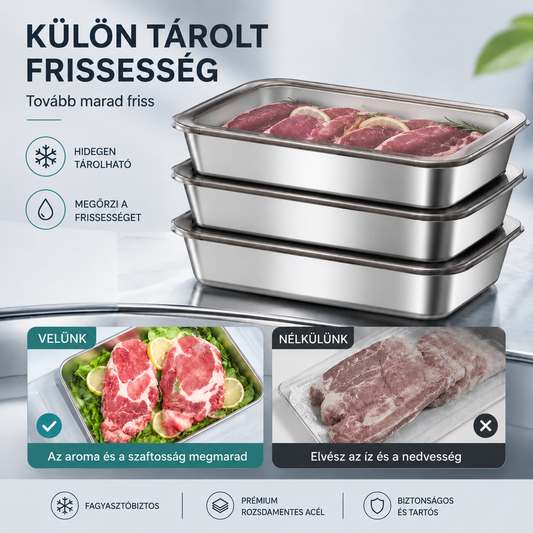 304-es rozsdamentes ételtároló – frissen, biztonságosan, szagok nélkül