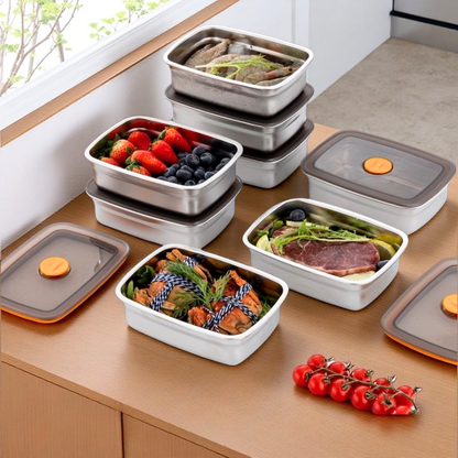 🇭🇺 (6 + 3 ingyen) Vákuumdoboz, német minőségű 316-os rozsdamentes acélból - 1500ml