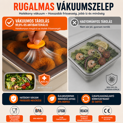 ⚜️Vákuumos Tároló 316-os Acélból 1500ML — Német Minőség | Friss Étel 5× Tovább