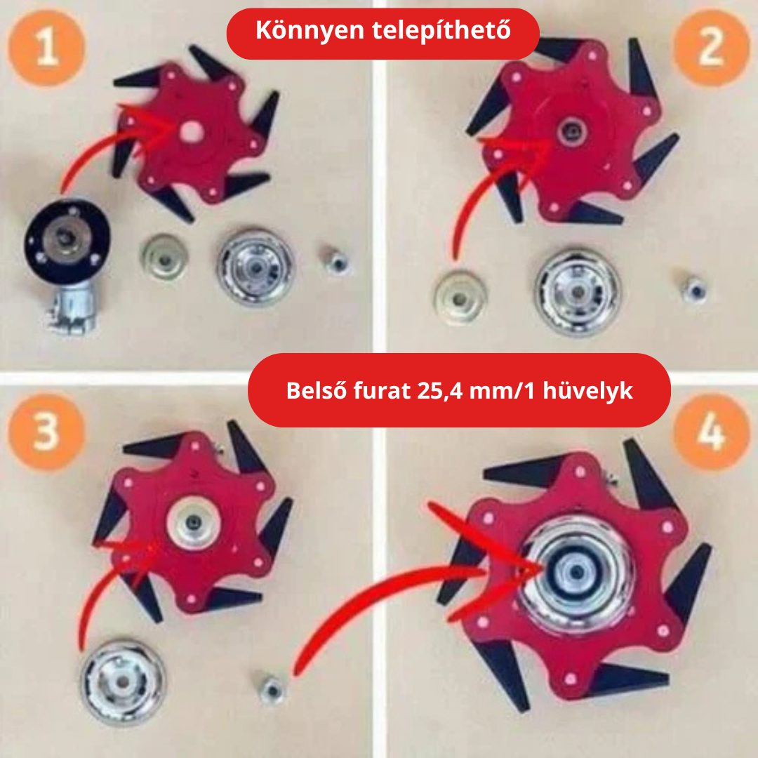 6 Acélfogú Fűnyíró Penge (Tartozékok Mellékelve)