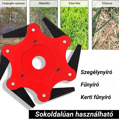 6 fogú acél fűvágó penge (Tartozékokkal együtt)