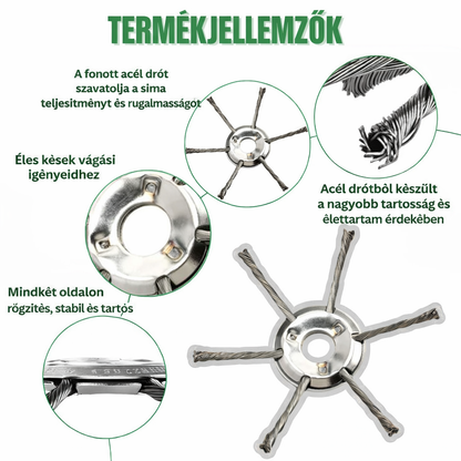 A Fűnyíró Fej 6 Összefont, Erős Acélhuzal Ággal Rendelkezik