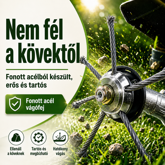 6 ágú fonott acél fűkasza fej – erős és tartós megoldás a makacs gyomok ellen