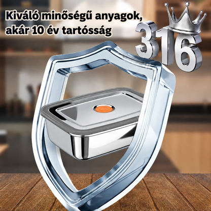Nagy Antibakteriális Rozsdamentes Acél Légmentesen Záródó Élelmiszer-Tartály - 1000ml (19 x 14 x 6 cm)