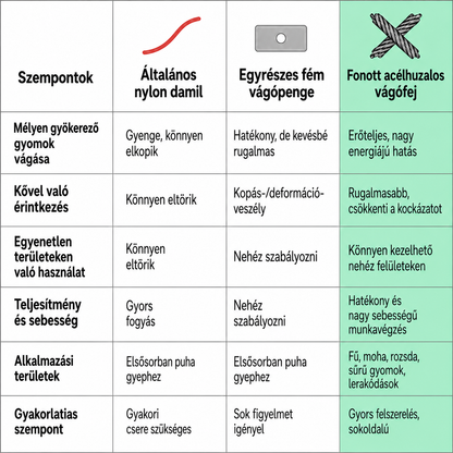 6 erős, fonott acélhuzalos fűkaszafej száraz fű és mélyen gyökerező gyomok gyors eltávolításához