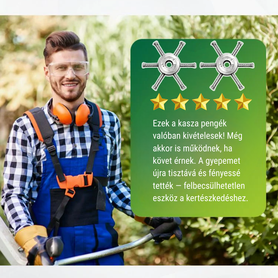 🇭🇺 6 fonott acélpengés fűnyíró fej - Minden géptípussal kompatibilis