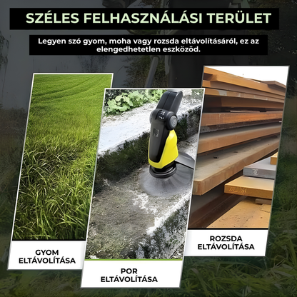 A fűkasza feje 6, erős acélhuzallal összefont karral rendelkezik.