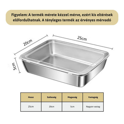 Élelmiszertartó 304-es rozsdamentes acélból – Hosszabb frissesség és maximális biztonság (25x20x5 cm)