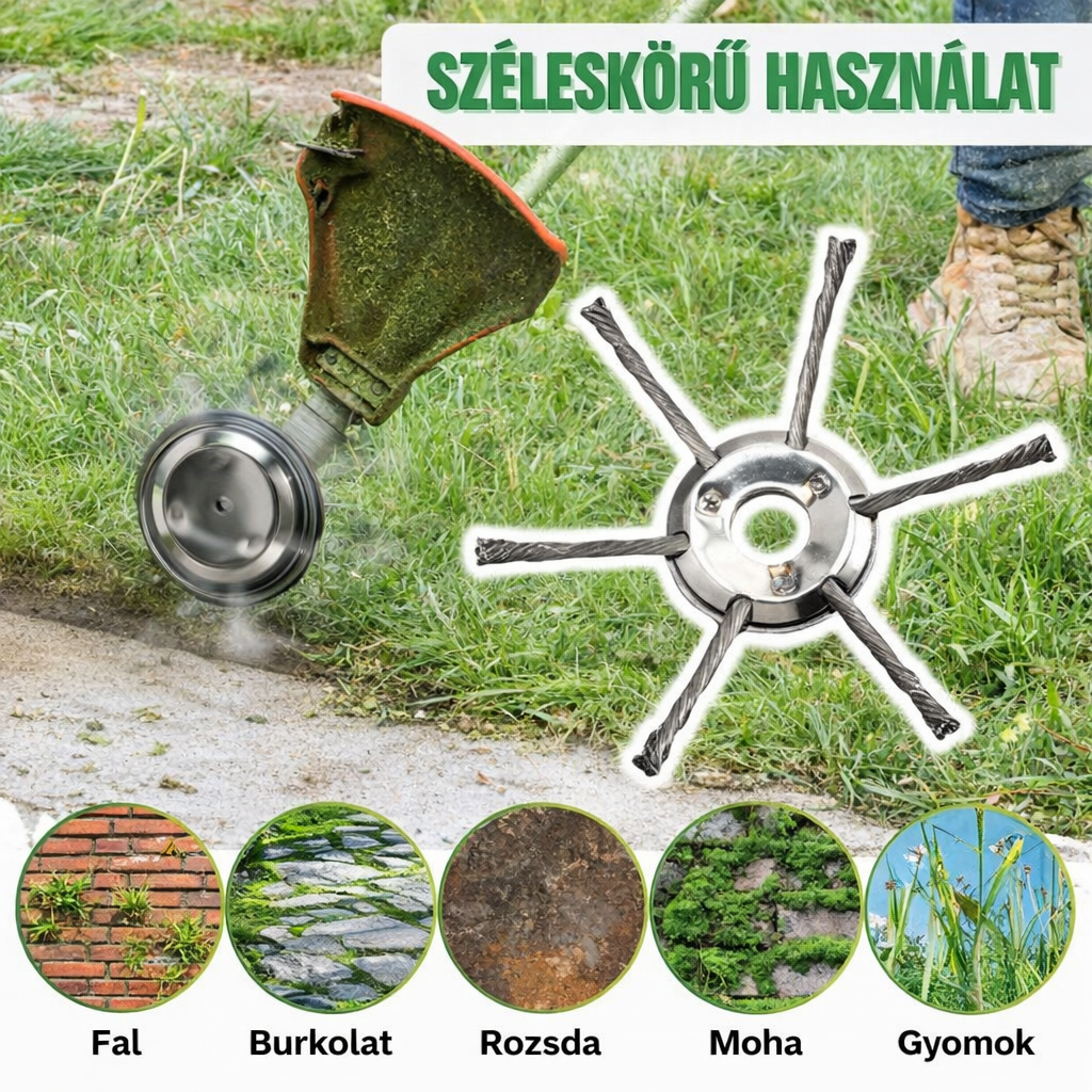 A Fűnyíró Fej 6 Összefont, Erős Acélhuzal Ággal Rendelkezik