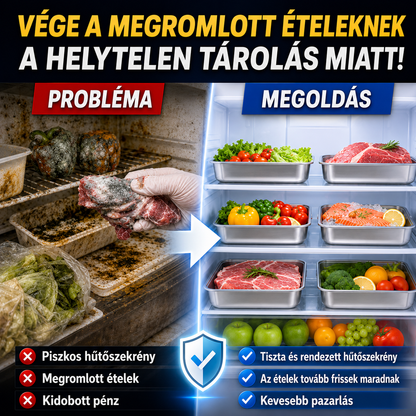 304 rozsdamentes acél ételtároló doboz, 2500 ml kapacitással – Biztonságos és praktikus megoldás az élelmiszerek tárolására (25×20×6 cm)