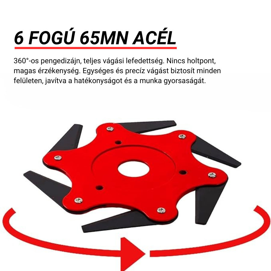 6 fogú acél fűvágó penge (Tartozékokkal együtt)