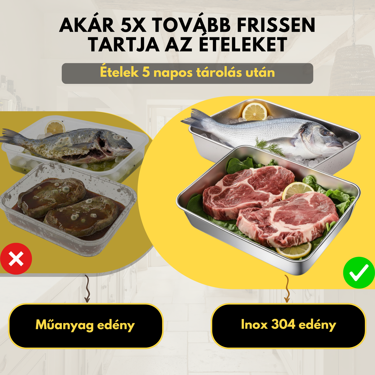 Élelmiszertartó 304-es rozsdamentes acélból – Hosszabb frissesség és maximális biztonság