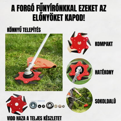 6 Fogú Acél Fűnyíró Penge (Tartozékokkal Együtt)