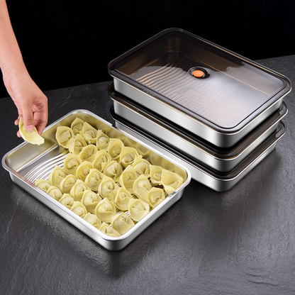 Recipiente para alimentos antibacteriano em aço inoxidável 304 com tampa a vácuo (22,5 x 15 x 6 cm)