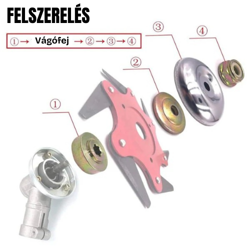 6 Fogú Acél Fűnyíró Penge (Tartozékokkal Együtt)