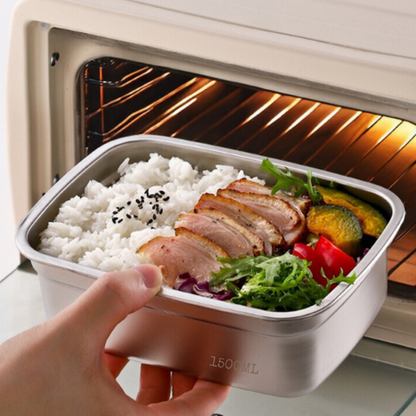 Nagy Antibakteriális Rozsdamentes Acél Légmentesen Záródó Élelmiszer-Tartály - 1500ml (19 x 14 x 8 cm)