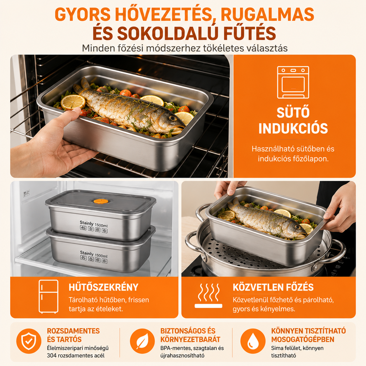 ⚜️Vákuumos Tároló 316-os Acélból 1500ML — Német Minőség | Friss Étel 5× Tovább