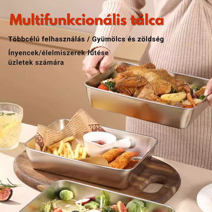 Kiváló minőségű 304 rozsdamentes acélból készült ételtartály - Mikrohullámú sütőben használható (25 x 20 x 5cm)