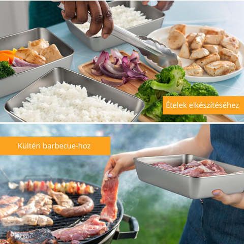 304-es rozsdamentes acél ételtároló edény, amely akár 4 hétig frissen tartja az ételeket