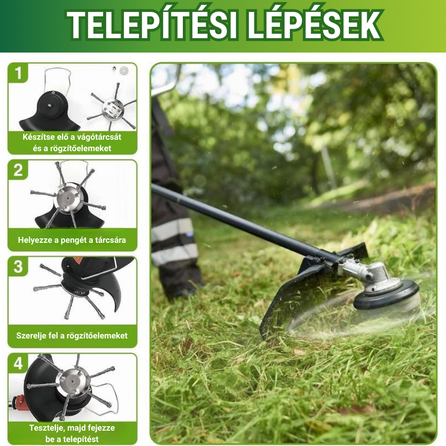 6 Fonott Acélpengés Fűnyíró Fej