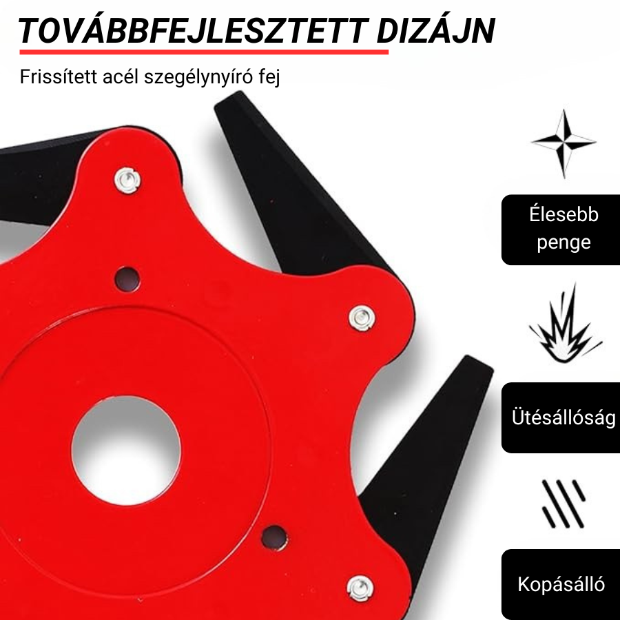 6 fogú acél fűvágó penge (Tartozékokkal együtt)