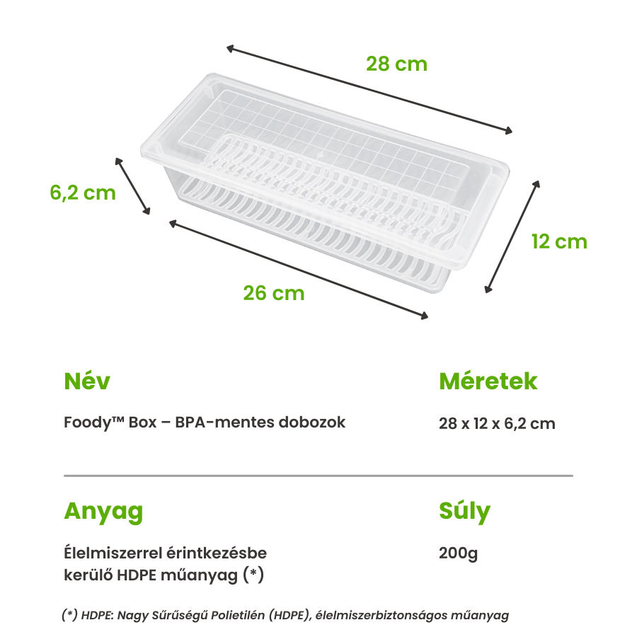 Foody™ ételtároló doboz – 1500ml, csepegtetőtálcás, légmentesen zárható