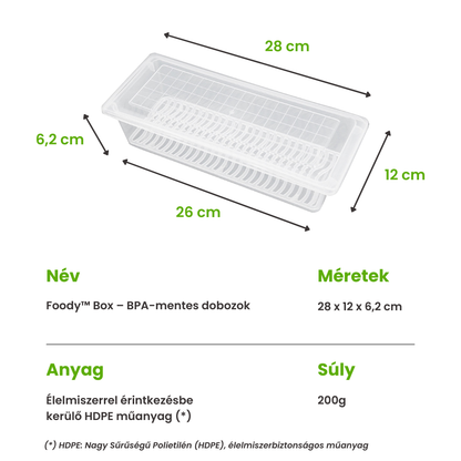 Foody™ ételtároló doboz – 1500ml, csepegtetőtálcás, légmentesen zárható