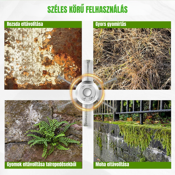 A vágófej 6 darab rozsdamentes acélból készült ággal rendelkezik