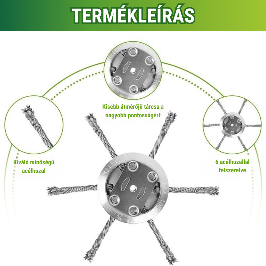 6 Fonott Acélpengés Fűnyíró Fej
